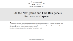Hide the Navigation and Fact Box panels for more workspace