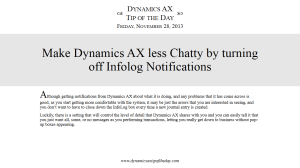Make Dynamics AX less Chatty by turning off Infolog Notifications