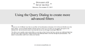 Using the Query Dialog to create more advanced filters