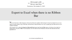Export to Excel when there is no Ribbon Bar