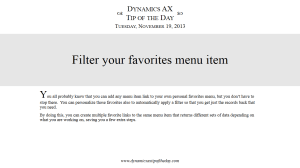 Filter your favorites menu item
