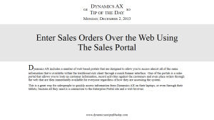 Enter Sales Orders Over the Web Using The Sales Portal