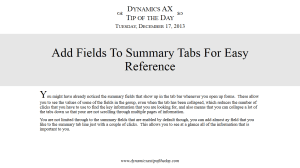 Add Fields To Summary Tabs For Easy Reference