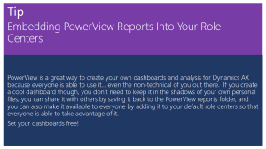 Tip Of The Day - Embedding PowerView Reports Into Your Role Centers