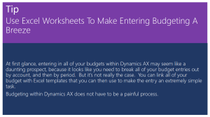Tip Of The Day - Use Excel Worksheets To Make Entering Budgeting A Breeze